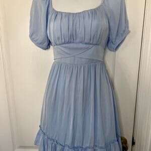 Blue dress with ruffle hem